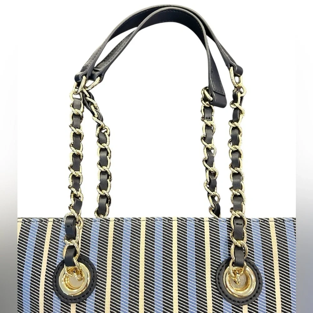 Talbots blue striped medium canvas tote - Picture 3 of 5